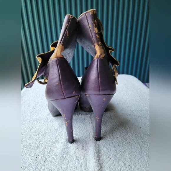 Purple and  Gold High Heels Boots - Picture 16 of 16